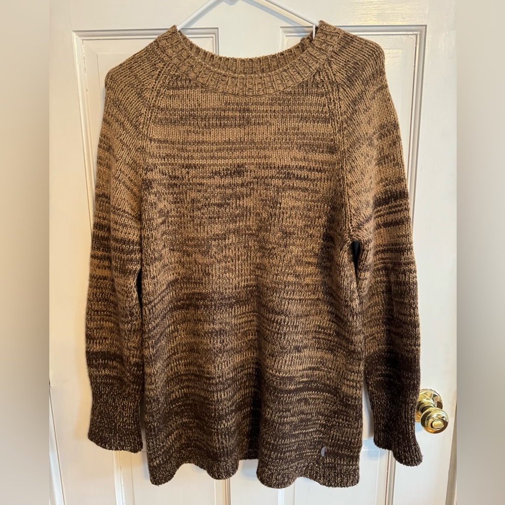 LES COPAINS jeans- brown + metallic tunic sweater. Size 44/30 . Lambswool blend.